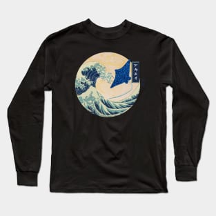 Stingray Great Wave Off Kanagawa - Blue Mosiac Long Sleeve T-Shirt